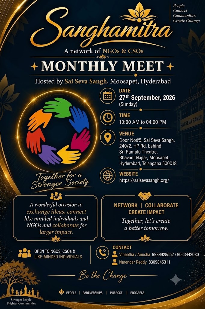 Sanghamitra Monthly Meet 2026 NGO and CSO networking event in Hyderabad